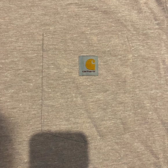 Carhartt gray with a slight pink tinge T-shirt with front pocket. - Picture 3 of 4